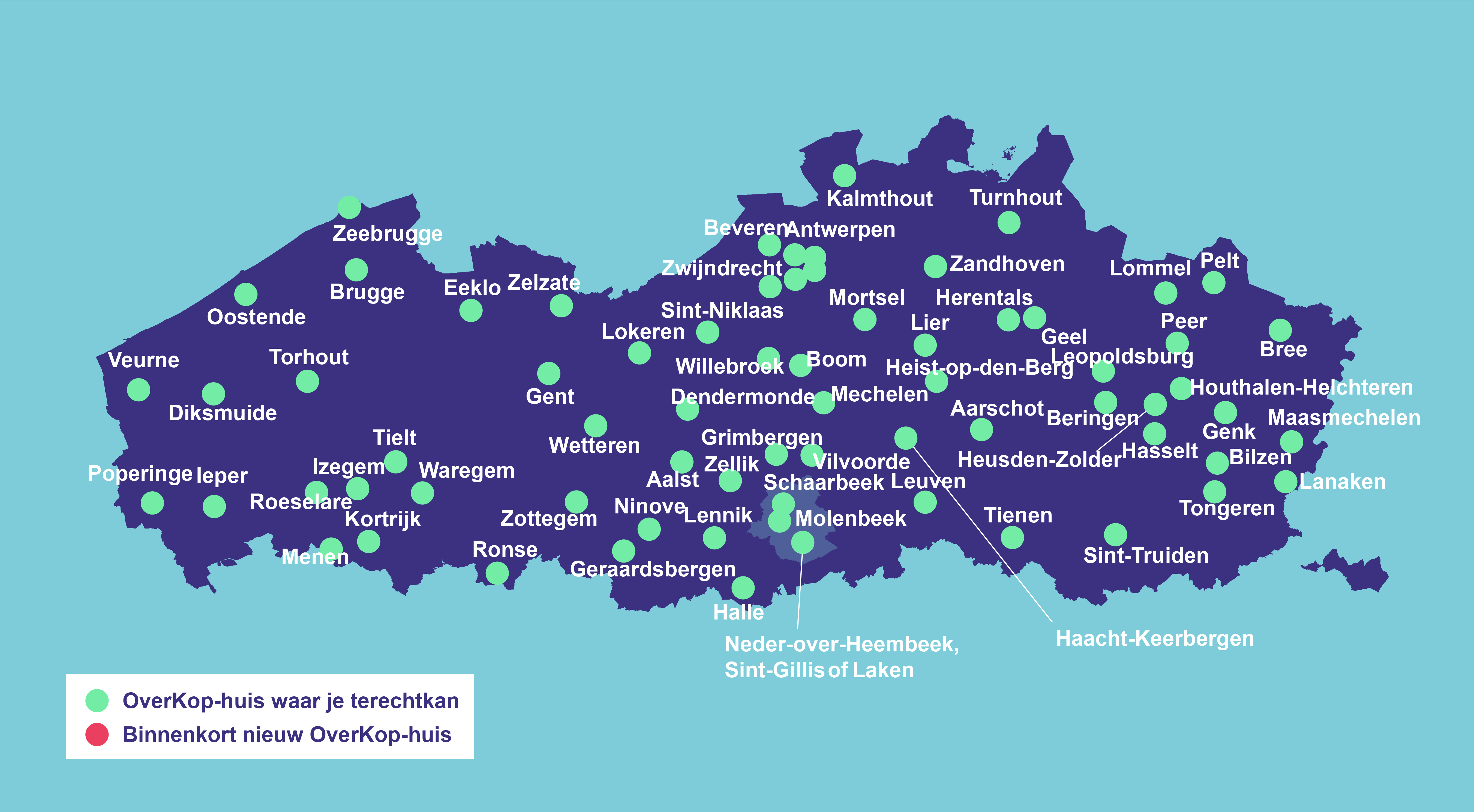 OverKop-huizen in Vlaanderen en Brussel