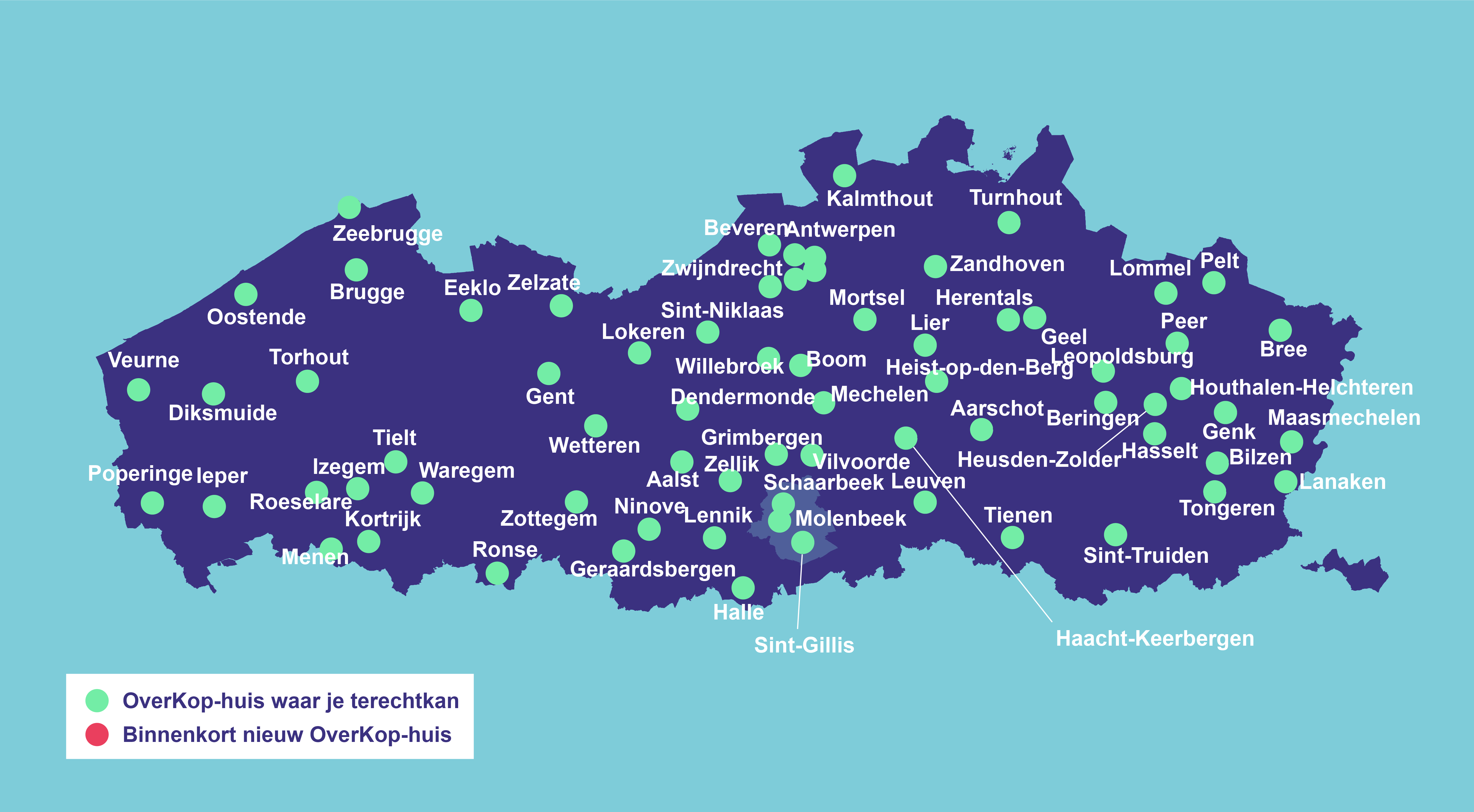OverKop-huizen in Vlaanderen en Brussel