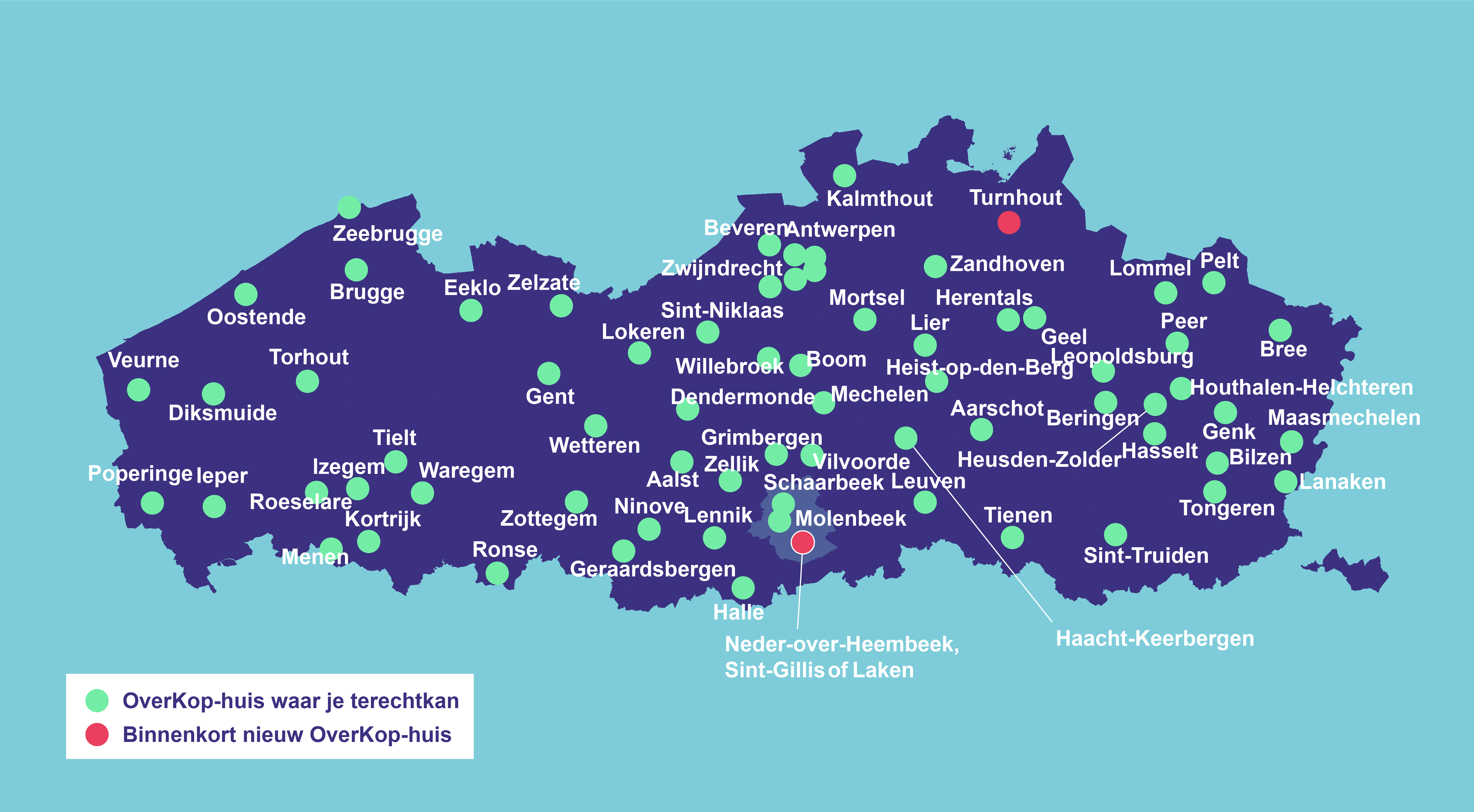 OverKop-huizen in Vlaanderen en Brussel
